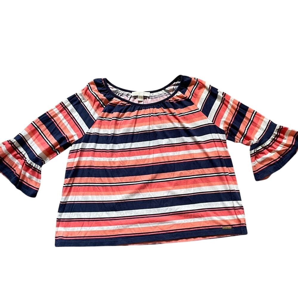 Michael Kors Womens/Teens Top 3/4 Bell Sleeve Horizontal Strip Top Size XL